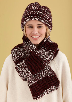 Simple Knit Hat and Scarf in Lion Brand Wool-Ease Thick & Quick - L30073