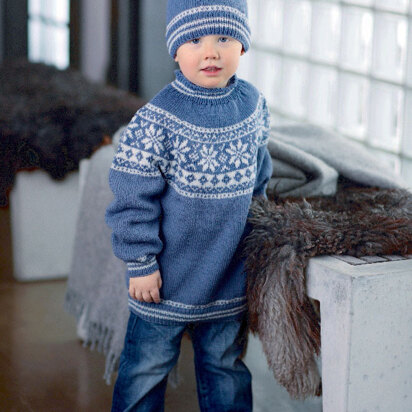 Kinderpullover mit Rundpasse und Mütze in Schachenmayr Merino Extrafine 120 - S7039