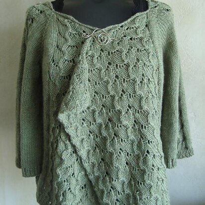 #102 Drape-Front Top-Down Lacy Cardigan