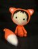 Orange Fox Doll with removable tail. Crochet Tanoshi series toy.