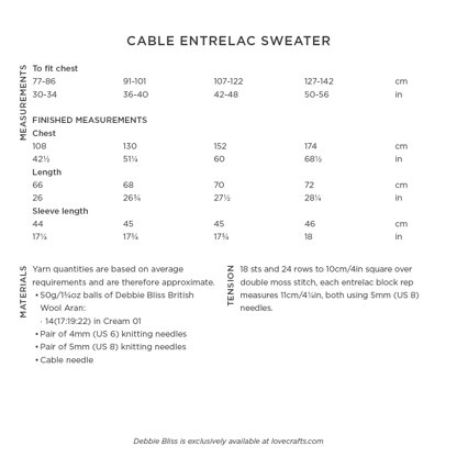 Cable Entrelac Sweater -  Knitting Pattern for Women in Debbie Bliss British Wool Aran by Debbie Bliss