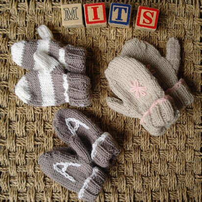 Easy baby and toddler mittens - knitting pattern