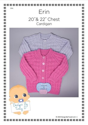 Erin unisex baby cardigan 20" & 22" chest