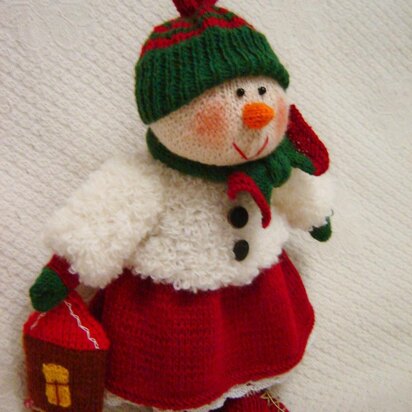 Toy knaitting patterns christmas - Knit a Snow woman gift for a girl - knitting pattern