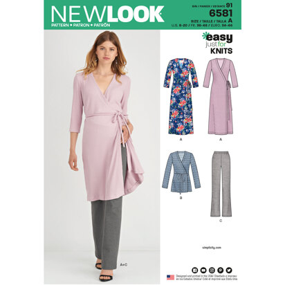 New Look 6581 Misses' Easy Knit Sportswear 6581 - Paper Pattern, Size A (8-10-12-14-16-18-20)