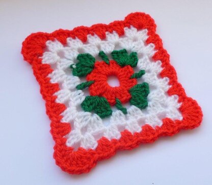 Crochet Granny Square Christmas Afghan Block Motif LD-111