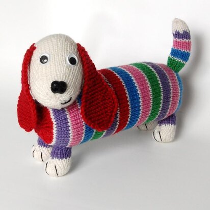 Dave the Stash Busting Dachshund - Knit Flat & In the Round Versions