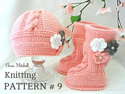 Knitting PATTERN Lovely Baby Set Baby Girl Booties and Cap