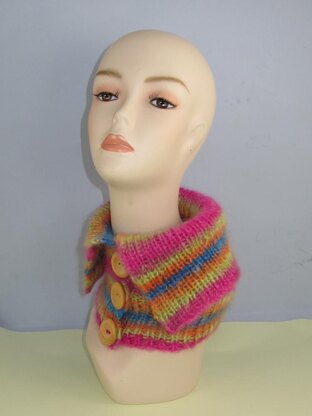 Angel Print Mohair All Rib Button Collar Cowl