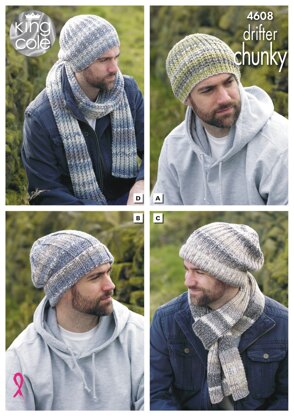 Hats and Scarves in King Cole Drifter Chunky - 4608 - Downloadable PDF