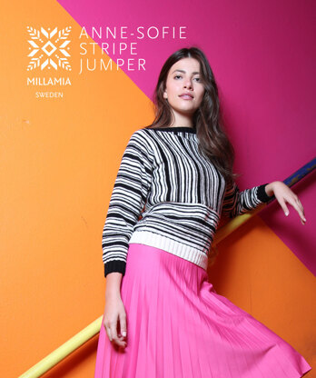 Anne-Sofie Stripe Sweater - Knitting Pattern For Women in MillaMia Naturally Soft Merino