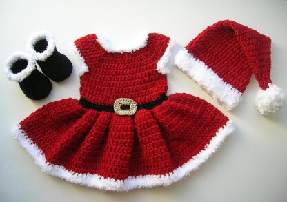 Mrs Santa Hat, Dress and Booties Outfit