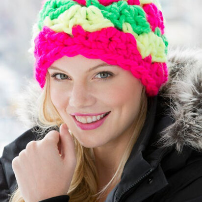 Shell Power Beanie in Red Heart Vivid Solids - LW3626 - Downloadable PDF