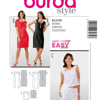 Burda Dress Sewing Pattern B7972 - Paper Pattern, Size 12-24