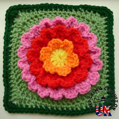 Blooming Flower Afghan Crochet Square