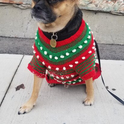 Cheer For the Elves Dog Sweater - knitting pattern