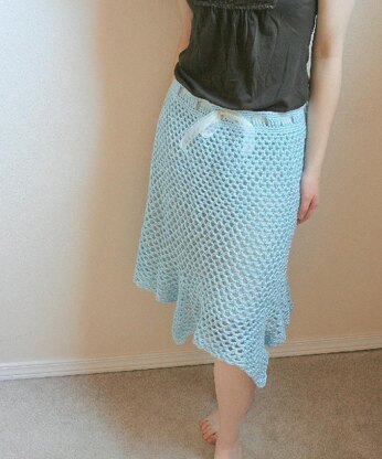 C03 Flared Mesh Crochet Skirt