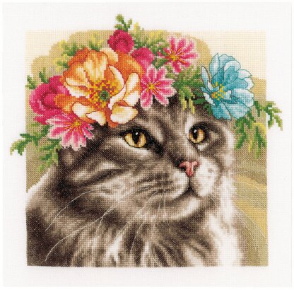 Vervaco Flower Crown Maine Coon Counted Cross Stitch Kit - 660527