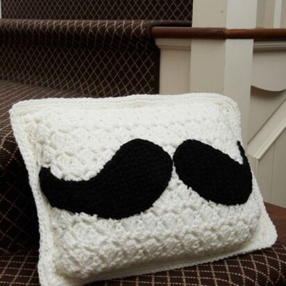 Mustache Pillow in Red Heart Super Saver Economy Solids - LW3686