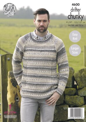Mens Sweaters in King Cole Drifter Chunky - 4600 - Downloadable PDF