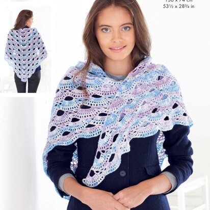 Shawls Crocheted in King Cole Drifter 4ply - 5583 - Downloadable PDF