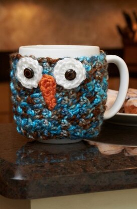 Woodland Owl Cup Cozy in Red Heart Soft Multis - LW3565