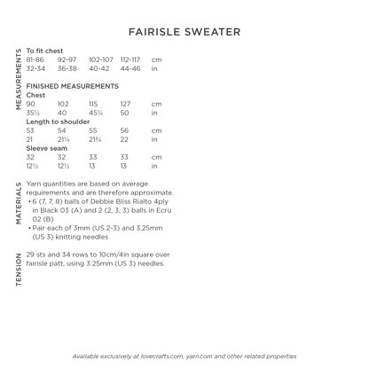 Fairisle Sweater - Knitting Pattern for Women in Debbie Bliss Rialto 4 ply