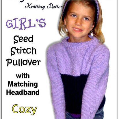 Girls sweater knitting pattern with matching headband 301