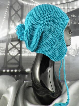 Bobble Garter Stitch Trapper Slouch Hat