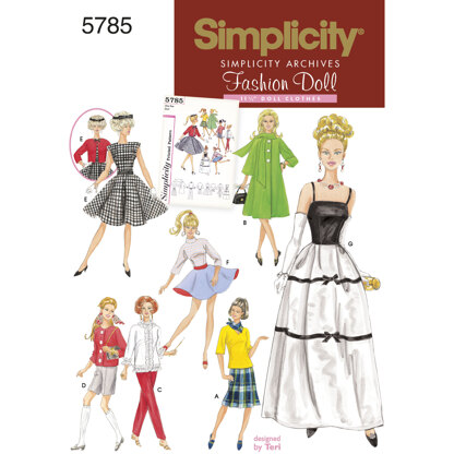 Simplicity Doll Clothes 5785 - Paper Pattern, Size OS (ONE SIZE)
