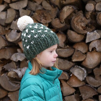 Fair Isle Winter Hat Toque Pompom Mini Hearts