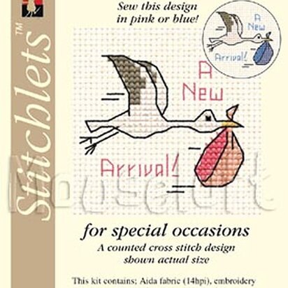Mouseloft Stork Card Occasions Stitchlets Cross Stitch Kit - 100 x 125 x 12
