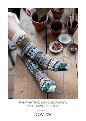 Pihatähtimö (Chickenwort) Colourwork Socks in Novita Venla - Downloadable PDF