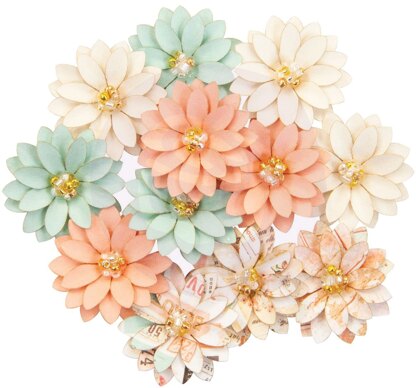 Prima Marketing Mulberry Paper Flowers - Grapefruit Tart/Apricot Honey