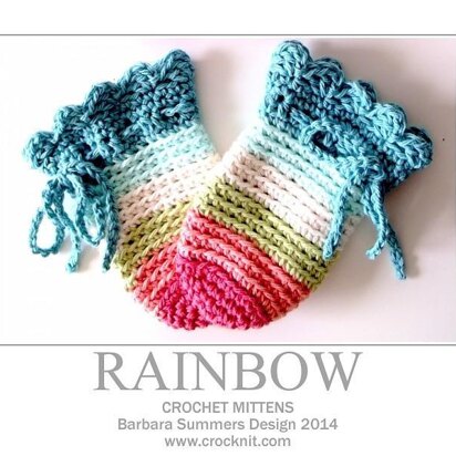 Crochet Baby Mittens RAINBOW