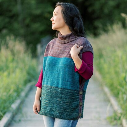 Drifter Colourblock Poncho in SweetGeorgia Superwash Worsted - VOL6.2 - Downloadable PDF
