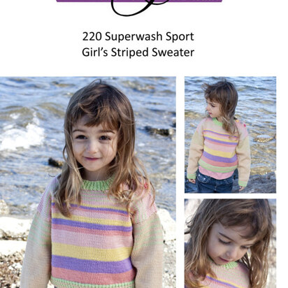 Girl's Striped Sweater in Cascade 220 Superwash Sport - DK227