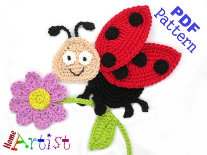 Ladybug crochet applique pattern