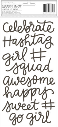 American Crafts Girl Squad Thickers Stickers 5.5"X11" 30/Pkg - Phrases/Foam