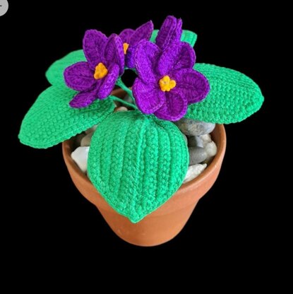 Crochet African Violets flowers