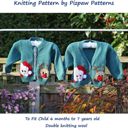 Father Christmas and Rudolph Cardigans - knitting pattern