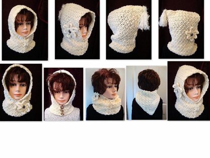 609 CROCHET HOOD, Pebble stitch, children, adult