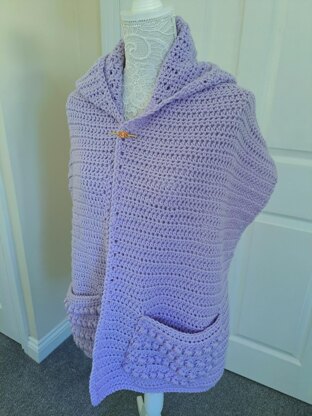 Crochet Lilac Pocket Shawl Pattern