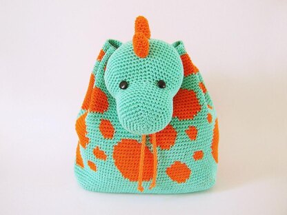 Crochet Dinosaur Backpack, Crochet Backpack Pattern, Crochet Kids Backpack,  Crochet Dino Backpack, Crochet Drawstring Bag, CROCHET PATTERN