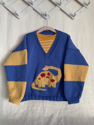 Dinosaur Truck sweater designed by my 5 year old grandson