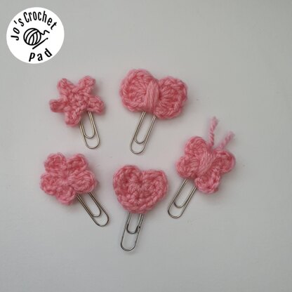 Paperclip toppers, bookmarks, with mini heart, star, bow, flower & Butterfly.
