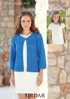 3/4 and Short Sleeved Cardigans in Sirdar Cotton DK - 7086 - Downloadable PDF