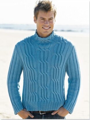 Mens Cabled Turtleneck in Tahki Yarns Cotton Classic