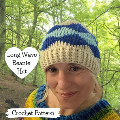 Long Wave Crochet Beanie Hat