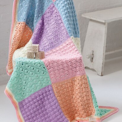 Sampler Squares Baby Blanket in Caron Simply Soft - Downloadable PDF